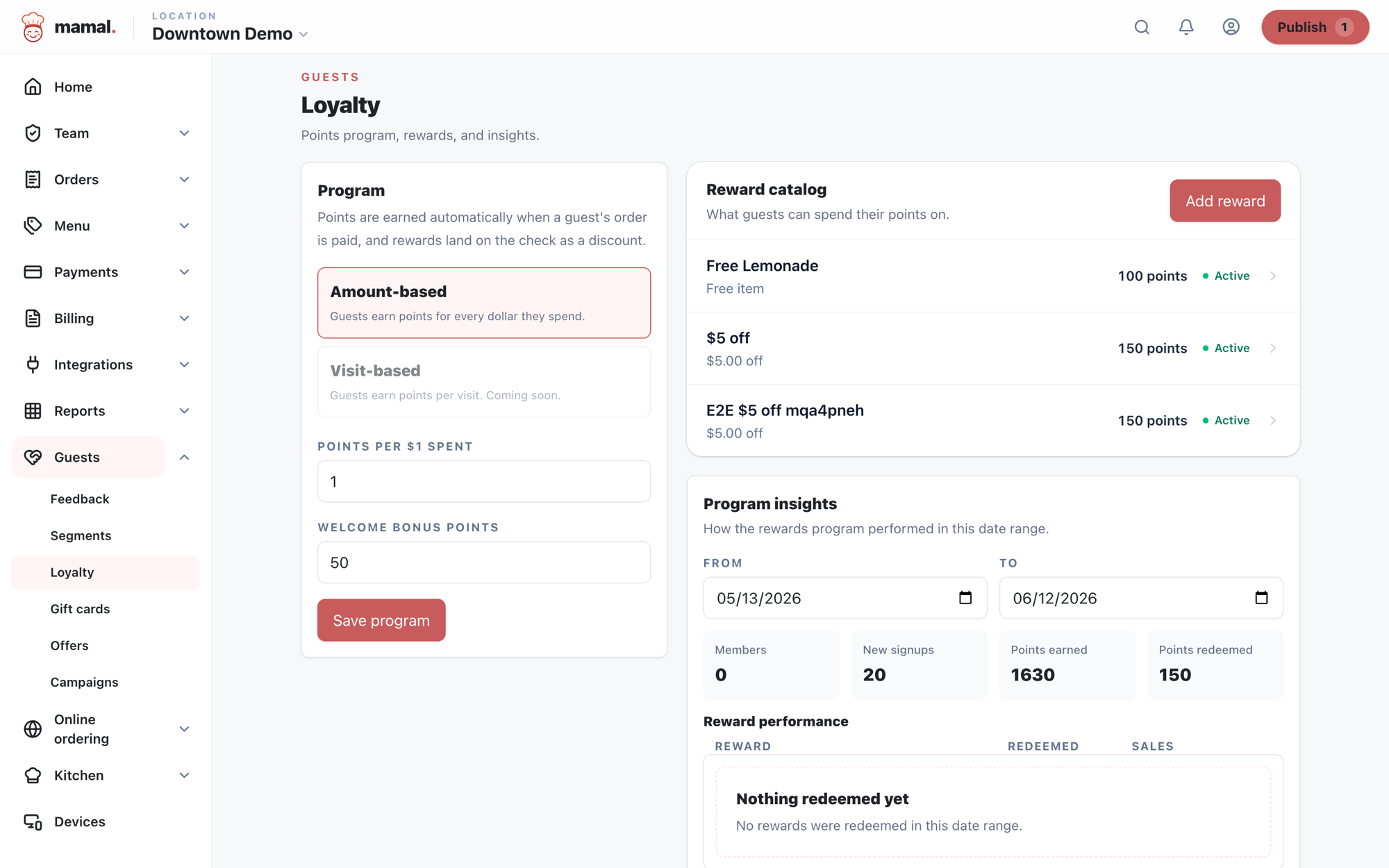 Mamal loyalty program.